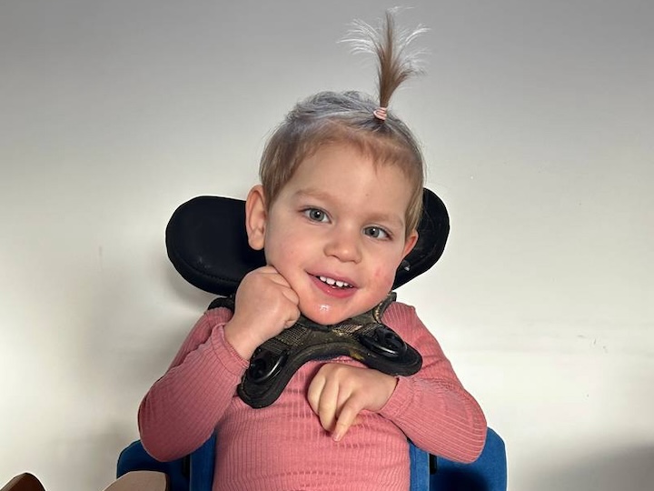 Pontocerebellar Hypoplasia child in a wheelchair