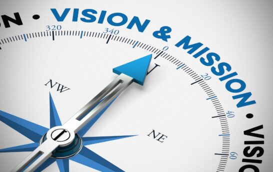 Vision & Mission on Compass as a Business Strategy or Goal Concept (3D Rendering)